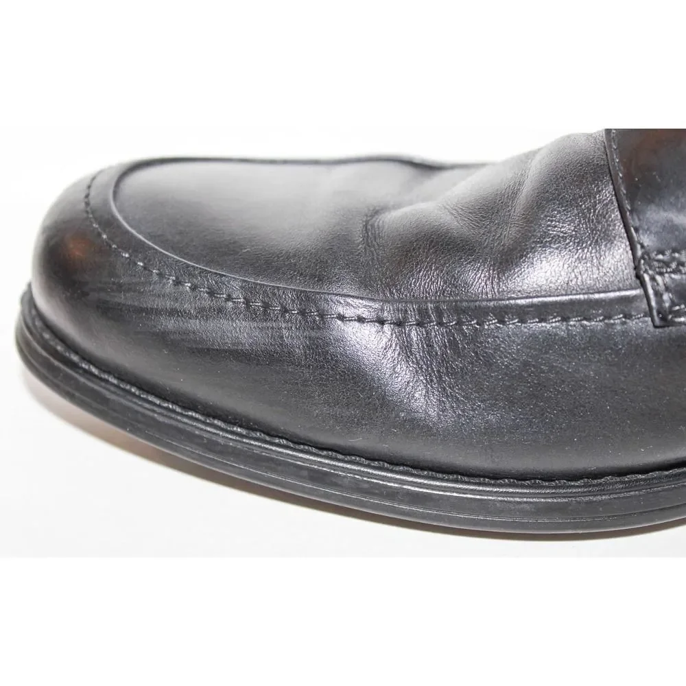 JOHNSTON & MURPHY ATCHISON MOC TOE Black Leather Lace Up Oxfords Mens Shoes 10.5